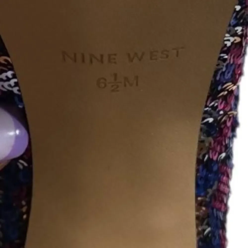 Nine West Cress Multi-Color Sequin Platform Pumps | Glam Party Heels | Size 6.5